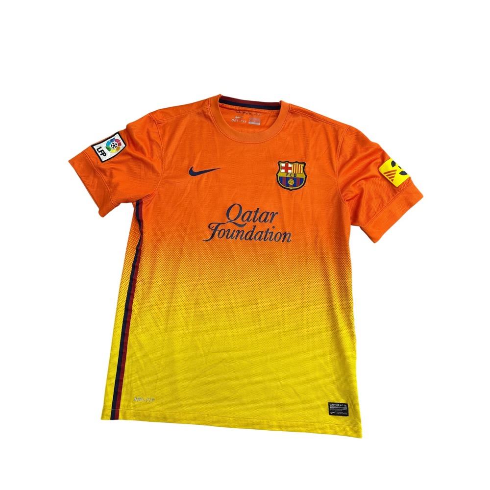Nike FC Barcelona 2012-13 Away Messi 10 Jersey Orange Yellow Gradient Mens M